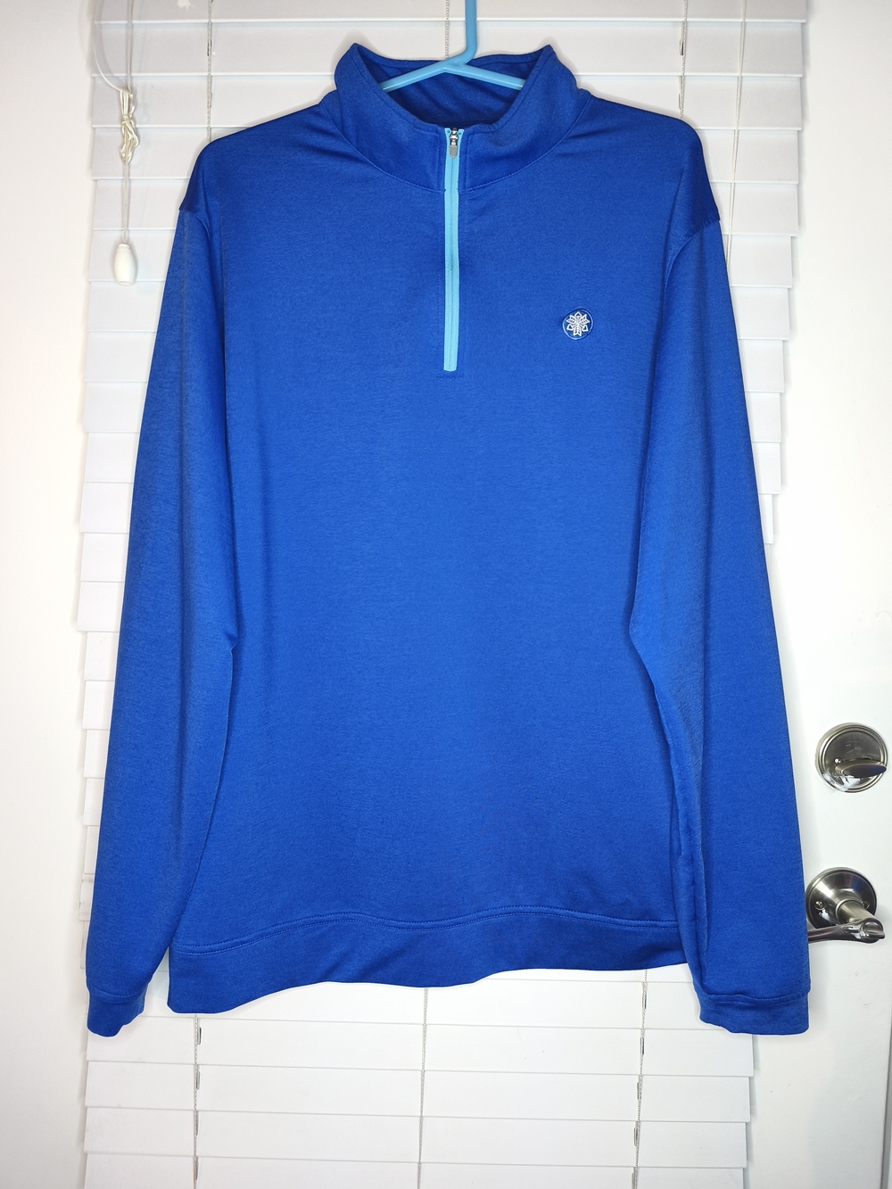 Peter Millar Men's XL Perth Performance 1/4Zip Pullover Blue Snowflake Logo Golf